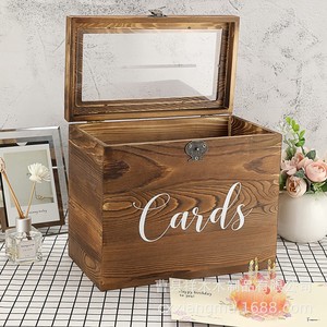 Vintage Wooden <b>Card</b> <b>Box</b> With Acrylic Lid And Lock 25cm Rectangle Storage For <b>Wedding</b> <b>Cards</b> And Gifts - Product Image 4