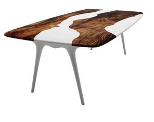 Table à manger en bois massif de luxe haut de gamme en résine époxy blanche moderne pour la maison ou l'hôtel - Product Image 1