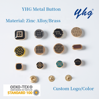 Kancing Tekan Logam Bebas Nikel Berlapis Emas Paduan Seng Berkualitas Tinggi YHG 12mm 15mm dengan Pola Logo Kustom