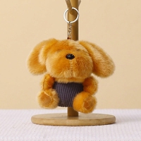 Pendentif de sac en peluche mignon chien brun, porte-clés poupée, jouet chiot en peluche personnalisé pour cadeaux promotionnels - Vente en gros