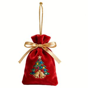 Ventes en gros de sacs en velours personnalisés avec logo brodé pour cadeaux de Noël - Product Image 1