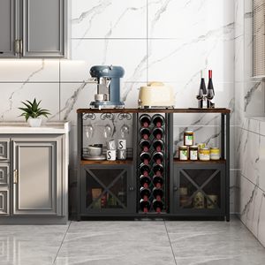 Home Kitchen Dining Room Wooden Coffee Bar Cabinet Modern Liquor Cabinet Storage <strong>Sideboard</strong> <strong>Mini</strong> Bars for Home - Product Image 5