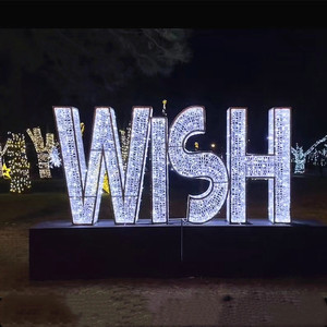 Vente en gros de lettres lumineuses en PVC 3D IP65, motif WISH, éclairage LED, étanche, pour aménagement paysager, centre commercial, rue, extérieur - Product Image 1