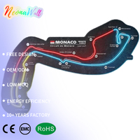 Enseigne néon LED personnalisée Circuit de Monaco F1 avec impression UV, décoration murale néon acrylique piste de course Formule 1, vente en gros usine Chine