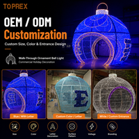 Décoration extérieure Boules de Noël commerciales à couleur changeante Boule de rue 3D géante en forme de boule Ornement Arc Motif Lumières