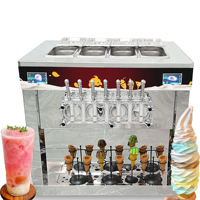 Machine à crème glacée molle commerciale à haute production avec pompe à air, 5 saveurs, 3+2 saveurs mélangées, crème glacée molle de table