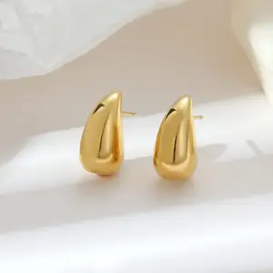 Venta caliente de acero inoxidable para mujer pendientes de gota de agua pendientes de oro impermeables joyería para mujer