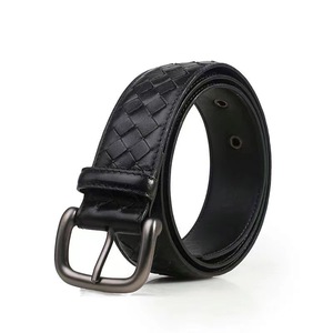 Cinturón de Cuero Genuino de 4 cm de Ancho, Piel de Vaca con Patrón Geométrico, Hebilla Rectangular, Cinturón Casual para Hombre, 105 cm, 110 cm, 115 cm, 120 cm, 125 cm - Product Image 2