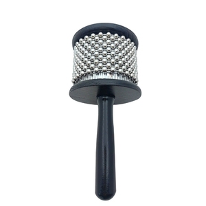 Cabasa à poignée en bois noir, instrument de percussion Orff à billes métalliques pour l'enseignement du rythme en classe pour les enfants - Product Image 1