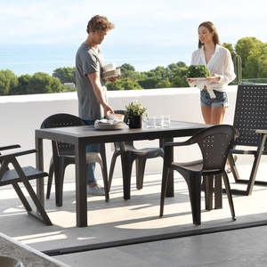 Tavolo Rettangolare da Esterno Dream, Design Contemporaneo Resistente alle Intemperie, 140cm X 85cm, Marrone/Nero - Product Image 2