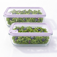 Boîte à lunch en verre borosilicate empilable approuvée par la FDA avec couvercles verrouillables, compatible lave-vaisselle, récipient de stockage alimentaire pour la maison