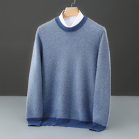 Pull en pure laine pour homme, automne-hiver, à blocs de couleur, col rond, manches longues, pull décontracté, tricoté, vente en gros d'usine OEM ODM