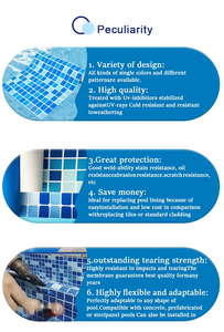S.G.Tech Swimming Pool PVC Liner Rectangle Blue <b>Mosaic</b> Tile Pattern Waterproof Durable Easy Install Outdoor Pool Cover - Product Image 6