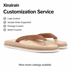 Sandalias Planas de <span class=keywords><strong>Cuero</strong></span> Genuino de Diseño Personalizado Xinzirain, Sandalias Hechas a Mano de <span class=keywords><strong>Cuero</strong></span> Real <span class=keywords><strong>para</strong></span> Mujer y <span class=keywords><strong>Hombre</strong></span>, <span class=keywords><strong>Chanclas</strong></span> de Playa <span class=keywords><strong>para</strong></span> el Verano - Product Image 1