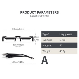 Novos Óculos Horizontais Preguiçosos com 90 °   Óculos de Leitura com Lentes <span class=keywords><strong>Prism</strong></span>áticas Leves para Assistir TV e Usar Smartphone na Cama - Product Image 5