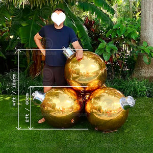 Pohon Natal bola besar mengkilap holografik raksasa ornamen natal PVC tiup bola cermin raksasa bola cermin balon - Product Image 2