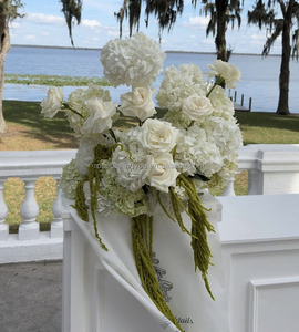 Centres de table suspendus en soie rose, blanc, vert, rose, hydrangea, et lys artificiels pour la décoration de table de mariage - Product Image 2