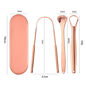 Limpiador de Lengua de Acero Inoxidable con Logotipo Personalizado, Raspador de Lengua con Estuche, Limpiador Bucal de Cobre, Set Dental - Product Image 2
