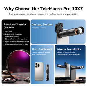 Kit d'objectifs professionnels 2-en-1 : télé<span class=keywords><strong>objectif</strong></span> zoom 10x et <span class=keywords><strong>objectif</strong></span> <span class=keywords><strong>macro</strong></span> 200 mm pour les prises de vue longue distance et les gros plans, universel pour téléphone - Product Image 2