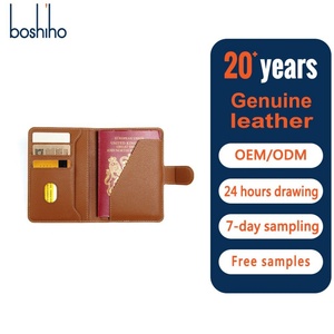 Boshiho - Estuche de Viaje Multifuncional para Pasaporte y Tarjetas de Crédito, Estilo Vintage, de Cuero Genuino, con Bloqueo RFID, 3 30MM - Product Image 1