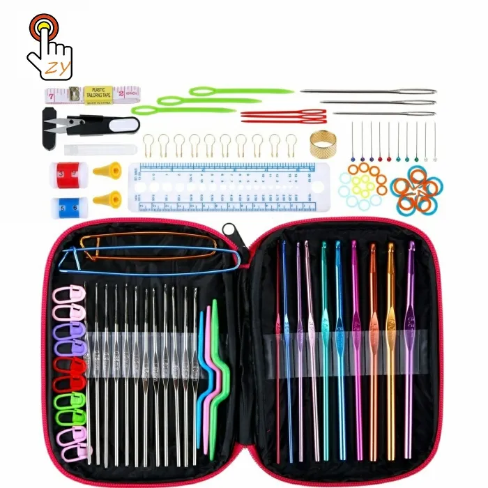 Set di uncinetti Premium con custodia Kit di ferri da maglia forbici artigianali fai da te pennarelli per punti strumenti per cucire