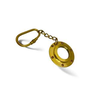 Porte-clés en laiton en forme de hublot, inspiré de l'ambiance nautique, décoration de bureau, fait main, léger, mini porte-clés hublot pour bureau - Product Image 3