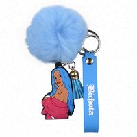 Ensemble de défense personnelle, boules de pompons de 8 cm, porte-clés, pompons, porte-clés en fausse fourrure de lapin, peluche moelleuse, porte-clés multicolores, porte-clés pompon