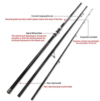 Canne à pêche de surfcasting européenne en carbone de 4,2 mètres, canne de plage articulée en 3 sections avec puissance de lancer longue portée pour leurres.