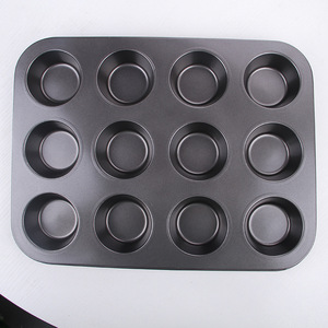 Moule à muffins en acier au carbone antiadhésif, 12 cavités, revêtement en téflon, plat de cuisson rectangulaire, résistant au four - Product Image 1