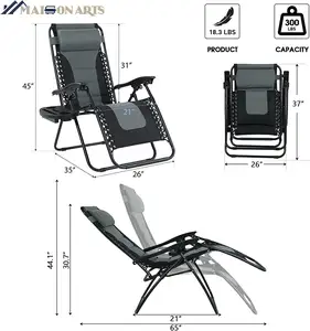 Woqi mobilier usine, chaise longue pliante, inclinable, zéro gravité, chaise de plage, Camping, pêche