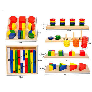 Qiaike Ensemble <span class=keywords><strong>de</strong></span> 14 pièces en bois Montessori pour l'apprentissage des formes géométriques, jeu <span class=keywords><strong>de</strong></span> puzzle <span class=keywords><strong>math</strong></span>ématique pour les enfants <span class=keywords><strong>de</strong></span> 2 à 3 ans, jouet unisexe - Product Image 5