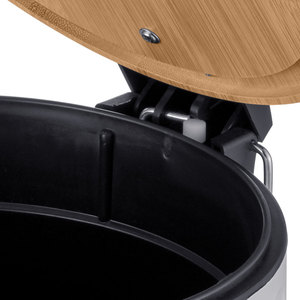 Phòng Tắm Thùng Rác Có Thể Với Nắp Tre Nhà Vệ Sinh Bàn Chải Thiết Lập Màu Trắng Hiện Đại 5L Nhỏ Chất Thải Giỏ Withe Tre Chủ Wbr052 + TBR015-A - Product Image 3