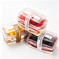 Boîte à dessert en plastique transparent avec logo personnalisé et cuillère, récipient jetable pour tiramisu, gâteaux aux fruits et mousse