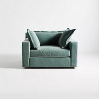 Fauteuil d'appoint de luxe surdimensionné en velours vert capitonné moderne, canapé individuel pour le salon