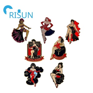 Bán buôn tùy chỉnh kim loại pinsanity Burlesque vũ công men Pin ve áo pin tùy chỉnh Burlesque cô gái trâm cài quần áo phụ kiện - Product Image 1