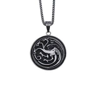 Kalung besar produk baru Retro mendominasi Game and Thrones liontin Shuangluo GTT01 tiga kepala api bernapas Naga - Product Image 1