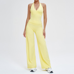 NCLAGEN Vêtements de sport respirants à séchage rapide pour femmes Ensembles de vêtements de sport à col halterneck ajustés Ensembles d'<span class=keywords><strong>exercice</strong></span> Logo personnalisé Ensembles de vêtements de yoga actifs - Product Image 6