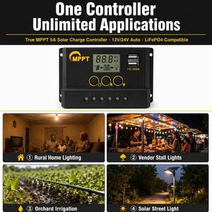 Controlador de Carga Solar MPPT Original de <span class=keywords><strong>5A</strong></span> <span class=keywords><strong>12V</strong></span> 24V con Pantalla LCD, Doble USB 5V2A, Regulador de Batería para Panel Solar Fuera de la Red, Venta al Por Mayor OEM - Product Image 5