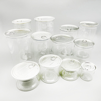 Boîte de conserve vide avec couvercle à anneau de traction en aluminium, pot de conserve en plastique à ouverture facile pour l'emballage des fruits de mer, vente en gros