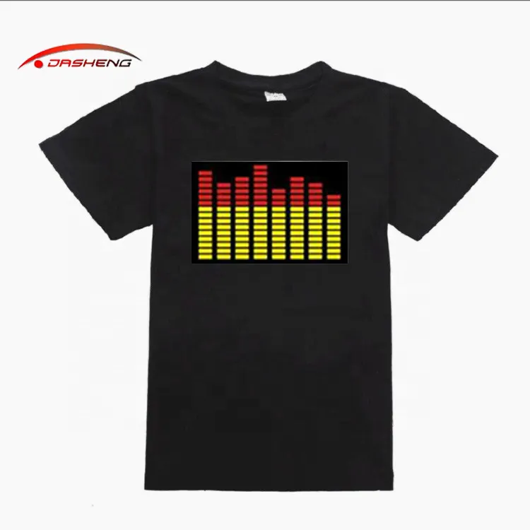 Sonido activado LED de camiseta luz EL intermitente LED camiseta hombres para discoteca fiesta DJ