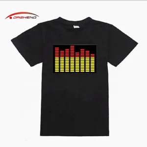 Sound Activated LED Party T-Shirt Light Up Flashing EL LED T-Shirt Men for Rock Disco Party DJ