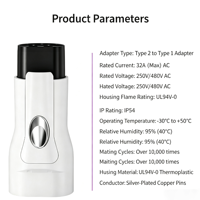 Adaptateur de charge pour véhicules électriques triphasé 32A Type 2 vers GBT avec protection IP55, prise de sortie et connecteurs à clipser