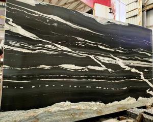 Batu marmer lembaran kuartz hitam Brazil Casablanca untuk atasan meja dapur - Product Image 5