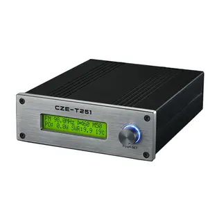 Transmissor de rádio estéreo fm ajustável, estação de transmissão e fonte de alimentação CZE-T251 0-25w