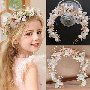 Diadème de princesse en fleurs faites à la main, couleur féerique, pour filles et femmes, couronne de mariage, bandeau de marié<span class=keywords><strong>e</strong></span>, accessoires pour cheveux, diadèmes - Product Image 2