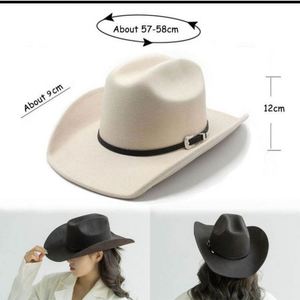 New Style Retro Western Cowboy Hat Wide Brim Fedora Hats Men Wholesale Custom Felt Wool Fedora Hats with logo - Product Image 4
