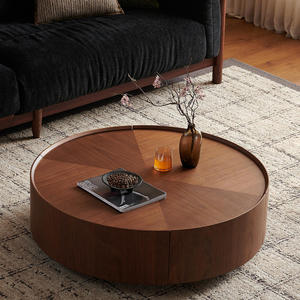 39.3-inch Modern Coffee <b>Tables</b> Circular <b>Walnut</b> Design Decorative Easy Assemble for Living Rooms & Bedrooms - Product Image 3