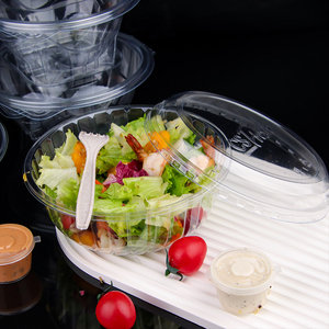 Customizable Logo Disposable Clear PET Salad Bowl Round <strong>Plastic</strong> Box <strong>Food</strong> <strong>Containers</strong> With Lid For Takeaway - Product Image 5