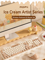 Ensemble clavier et souris sans fil MOFii Ice Cream ergonomique avec support, fonction veille automatique, un récepteur USB, Plug and Play, pour bureau, ordinateur portable et ordinateur de bureau