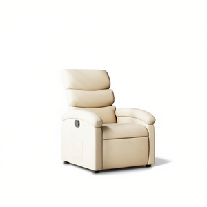 Sillón Reclinable de Masaje en Cuero Sintético Crema con Botones de Operación, Diseño Contemporáneo para Sala de Estar - Product Image 1